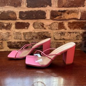 Pink block sandals